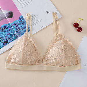 Produttori di vendita calda Sexy pizzo senza anello in acciaio biancheria intima da donna coppa a triangolo staccabile reggiseno francese regolabile ragazze tubo Top - Product Image 4