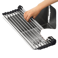 Égouttoir à vaisselle pliable et portable en acier inoxydable MECHEER, imperméable (17,5''x15,6'')