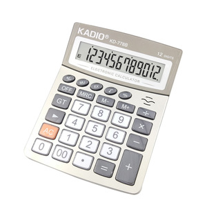 Calculatrice de bureau Kadio KD-778B à 12 chiffres, double alimentation, calculatrice financière de bureau, couleur argent, usage général - Product Image 1