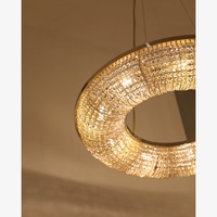 Lustre LED rond moderne en cristal de luxe, éclairage de salon, luminaires en acier inoxydable, hauteur réglable pour appartement
