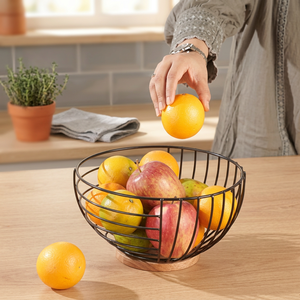Panier à fruits rond en métal pour la cuisine, 40x40x25cm, design minimaliste durable, conteneur alimentaire à un seul niveau - Product Image 2
