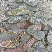 Nouvelle Tendance : Tissu en Dentelle Brodé de Perles Laser et Paillettes 3D Tricoté Robuste et Écologique pour Robes de Mariée et Accessoires Féminins