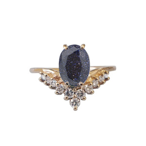 Women's 925 <b>Silver</b> Black Onyx <b>Ring</b> Oval Cut Diamonds Pave Setting Wing Shape Romantic Engagement Gemstone <b>Ring</b> - Product Image 1