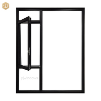 Ventana Combinada Moderna de Aluminio Negro con Malla Antimosquitos Resistente y Rejillas