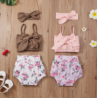 Ensembles de Vêtements d'Été pour Enfants : Tenues Florales Sans Manches avec Nœud pour Bébés et Petites Filles