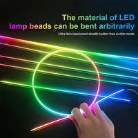 Nuevo Modelo de Tira de Luces LED RGB de 18 Pulgadas para Interiores de Automóviles, con Control Remoto y Aplicación, 255 Colores, Gradación Continua
