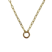 Collier pendentif double anneau géométrique en acier inoxydable pour femme, chaîne minimaliste à cercles entrelacés, personnalisable OEM