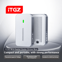 M2 NVMe SSD Enclosure JMS583 Chip 10Gbps Semua Paduan Aluminium Pembuangan Panas Casing Hard Drive Eksternal dengan Kabel Ganda 20Cm