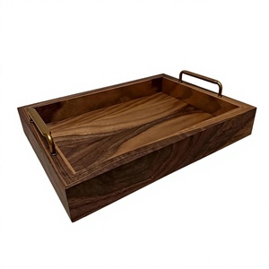 Bandeja de Madera de Acacia de Lujo Hecha a Mano y Grabada, Ecológica, con Asas de Latón, Apta para Lavavajillas y Microondas, para Servicio de Alimentos en Hoteles y Catering - Product Image 5