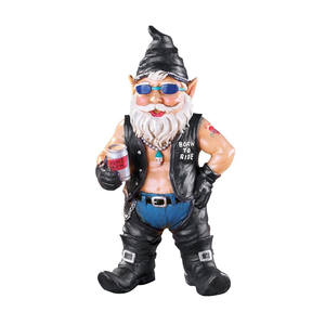 Statues de gnomes de jardin à la mode et cool, figurines de gnomes amusantes pour <span class=keywords><strong>homme</strong></span> et femme à moto, décorations pour la cour - Product Image 1