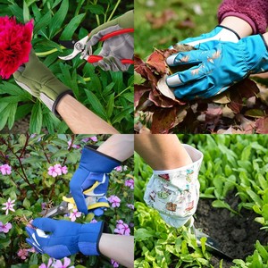 Guantes de cuero con estampado de Cactus para mujer, manguitos largos suaves para trabajo y jardinería - Product Image 5