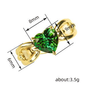 T0045 Anello da cocktail a forma di cuore per donna, con zirconi cubici creati in laboratorio, montatura a griffe, anelli di fidanzamento alla moda - Product Image 5