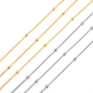 Cadena de acero inoxidable chapada en oro de 18k con cuentas en rollo para la fabricación de joyas 10M H1259 - Product Image 3