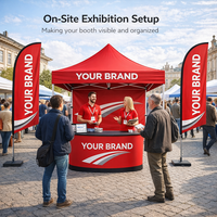 Kit de Soutien Personnalisé pour Salons Professionnels avec Nappes, Bannières et Drapeaux de Marque pour Stands d'Exposition