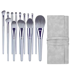 14pcs Silver Wood Handle Makeup Brush Set Synthetic Hair <b>Foundation</b> Eyebrow Eyeshadow Brushes - Product Image 1