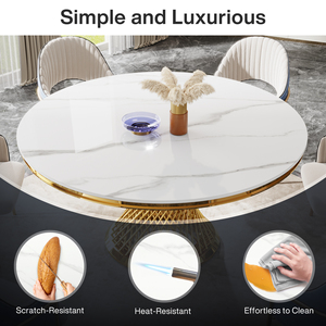 Tribesigns Italian Gold Stainless Steel Leg Dininer <strong>Tables</strong> Modern <strong>Round</strong> Sintered Stone Rock Plate <strong>Table</strong> <strong>Table</strong> - Product Image 5