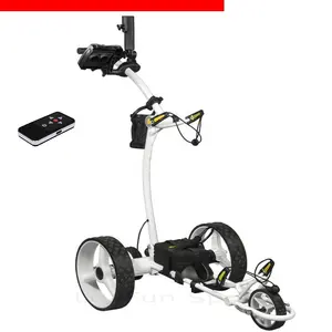 Full Aluminium Remote Control Golf Trolley With Luxury Leather Handle、USB Port、400W Tubular Powerfull Motors Lithium Battery