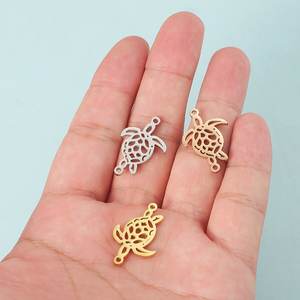 จี้ห้อยคอรูป<span class=keywords><strong>เต่า</strong></span>สแตนเลสสองชั้นสำหรับสร้อยคอแบบ DIY เครื่องประดับแฟชั่นรูปสัตว์เต่า - Product Image 3