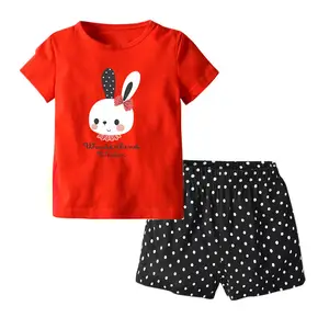 Novo Design Estilo Ocidental Kid Set Vermelho Dos Desenhos Animados Crianças T-shirt E Criança Pant Para Roupas De Menina Loja Online