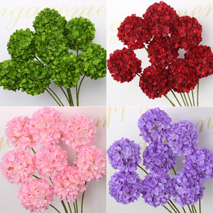 Fleurs d'hortensia artificielles en soie, grappe ronde, décoration de mariage, décoration intérieure, style français moderne, accessoires Instagram - Product Image 1