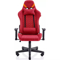 Chaise de bureau PC rouge confortable, chaise de gaming de luxe durable, chaise de gaming inclinable avec support lombaire pour salle de jeu et maison