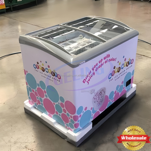 Congelador <span class=keywords><strong>Horizontal</strong></span> de Doble Puerta con Vidrio Curvo para Supermercado, Almacenamiento de Helados, Refrigerador Personalizable de Fábrica - Product Image 6