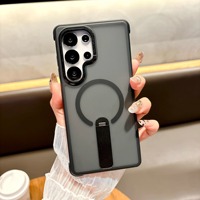 Étui de téléphone avec béquille magnétique intégrée pour Samsung S26 Ultra S25 Plus, finition mate, respectueux de la peau, antichoc, protection intégrale