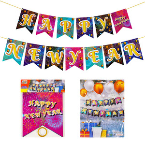 Pancarta de Feliz Año Nuevo con Purpurina Negra, Pancarta de Feliz Año Nuevo para Suministros de Fiesta de Nochevieja - Product Image 3