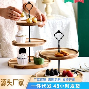ชั้นวางขนมหวานไม้ทรงกลม 3 ชั้น ถาดผลไม้สำหรับงานวันเกิด แข็งแรงทนทาน - Product Image 3