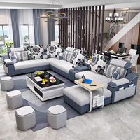 Sala de estar nuevo diseño Nuevo diseño estilo moderno de lujo multifunción compartimento grande seccional 7 plazas en forma de U conjunto de sofá marrón