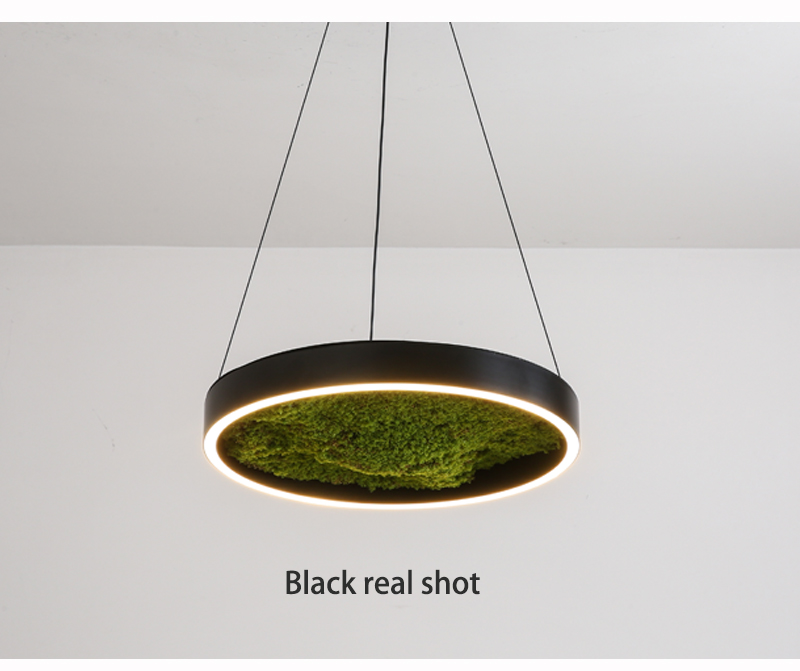 Lampadario decorativo in muschio artificiale nero da 40 cm