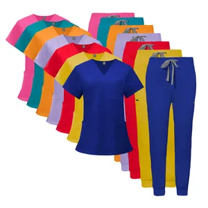 NIAAHINN Wholesale Custom Uniforme Medicos Fashionable Stretchy Medical Uniform Hospital Nursing Scrubs Uniform Sets Jogger Suit