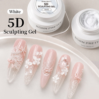 BORN PRETTY 5ml Gel Sculptant Solide 5D Blanc Pur Sans Résidu, Marque Privée, Gel de Sculpture 3D pour Nail Art, Facile à Modeler et à Relier en Relief pour Motifs Floraux