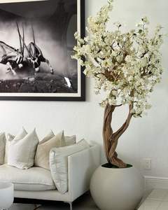 Gran oferta de flores artificiales de cerezo blanco hechas a medida para interiores, flores artificiales rosas para decoración del hogar y diseño de interiores - Product Image 5