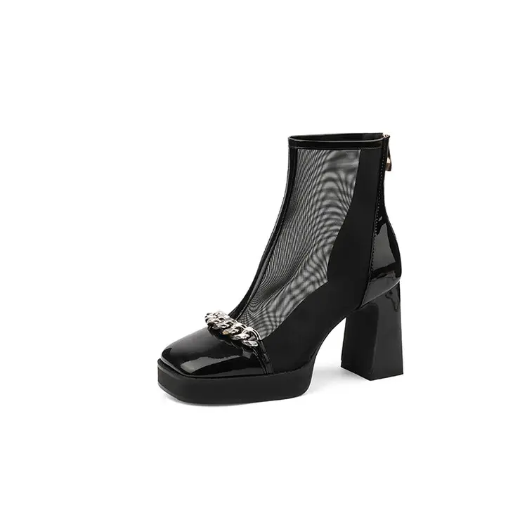 Platform High heels for ladies Wedge heel Thick Heel boots Summer boots for women Popular forming bottom Mesh shoe chain