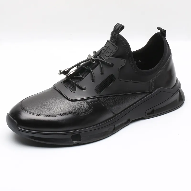 Factory wholesale black leather shoes for men footwear