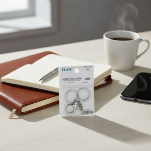 Portachiavi Ilan con catena 60mm colore argento 2 pezzi - Product Image 3