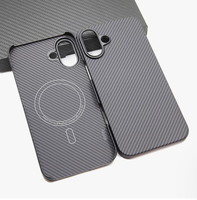 Housse de téléphone en fibre d'aramide de carbone pour IP16 iPhone 16 Pro Max iPhone 16 PLUS série Shell noir/gris sergé couleur 1500D/600D