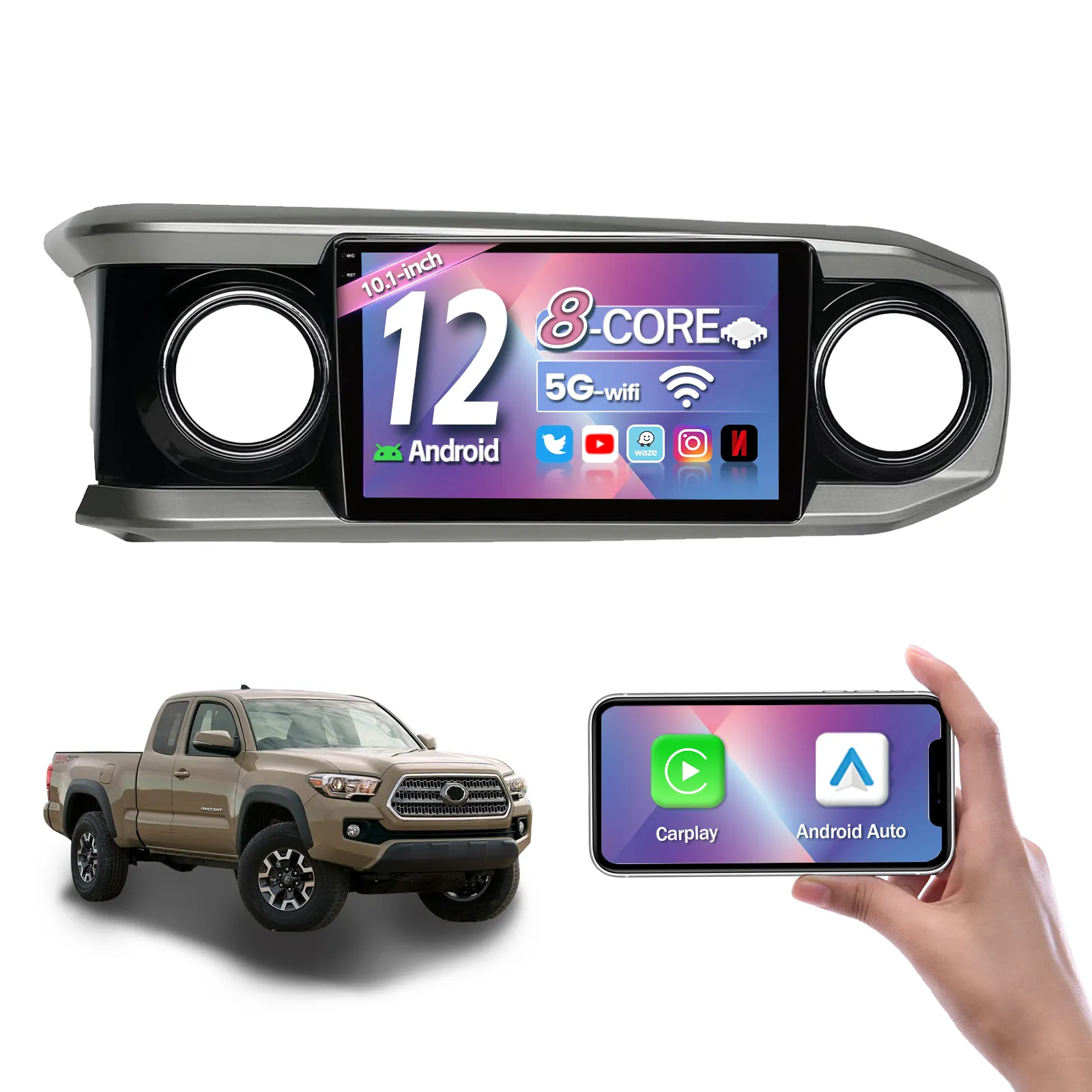 Toyota Tacoma 2016+ Manufacturer GPS Navigation Android 12 Car Radio Car Dvd Player Car Stereo 8 Core 4+64g 10.1" Universal 9"