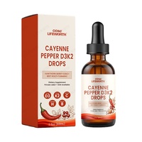 Lifeworth Vitamine D3 K2 en gouttes liquides avec piment de Cayenne, baie d'aubépine, racine de betterave, curcuma OEM ODM Marque privée