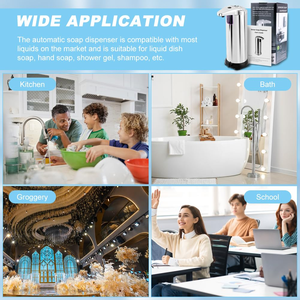 Distributeur de savon liquide sans contact, étanche, ABS + acier inoxydable, à détection de mouvement - Product Image 6