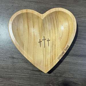 Wowei nouveau coeur en forme de croix en bois religieux prière pâte bol décor à la maison cadeaux chrétiens bougies pâques vaisselle promotionnelle - Product Image 2