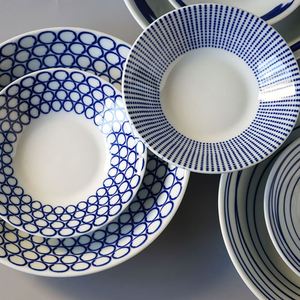 Japanese Style Henry Bowl Series 8 Inch <b>Ceramic</b> <b>Plate</b>, Under-glaze Color Hand Painted Dinner & Fruit <b>Plate</b> - Product Image 3