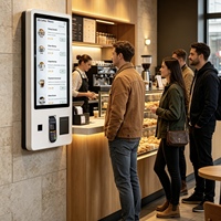 Terminal de commande libre-service LCD 32 pouces avec scanner QR et fonction de paiement, mural ou sur pied, pour restaurants de restauration rapide