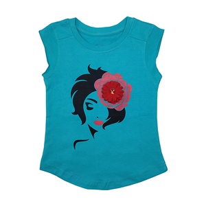 Top transpirable de Hip Hop de algodón sin mangas de verano para niñas personalizado, nueva camisa de punto informal para niños de Bangladesh, apliques bordados - Product Image 1