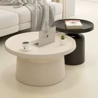 Table basse ronde de luxe 2026 en acier au carbone thermolaqué, durable, moderne, pour salon, blanche et noire