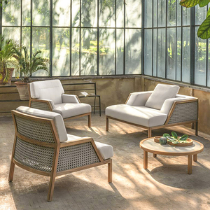 Ensemble canapé Love Seat moderne en bois de teck massif blanc Mobilier <span class=keywords><strong>d</strong></span>'extérieur écologique pour balcon et parc de villas - Product Image 4