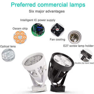 <span class=keywords><strong>Luminaire</strong></span> sur <span class=keywords><strong>rail</strong></span> magnétique LED E27 40W, lampe de plafond réglable, projecteurs pour maison et bureau, moderne, anti-éblouissement, COB 220V - Product Image 3