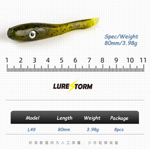Señuelo LureStorm de PVC Suave de 80 mm para Trucha, Tilapia, Lucioperca, Lubina, Salmón y Peces de Agua Salada - Pesca en Agua Salada y Río Sin Anzuelos - Product Image 3
