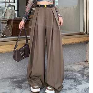 <span class=keywords><strong>Pantaloni</strong></span> donna a vita alta XL <span class=keywords><strong>pantaloni</strong></span> a gamba larga dritta in tessuto non tessuto bianco <span class=keywords><strong>Beige</strong></span> tessuto Sexy allentato per lunghe giornate estive - Product Image 1